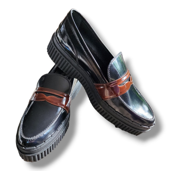 Tod's Black Patent Leather Penny Loafers with Brown Keeper Women’s Size 36 - Picture 1 of 16